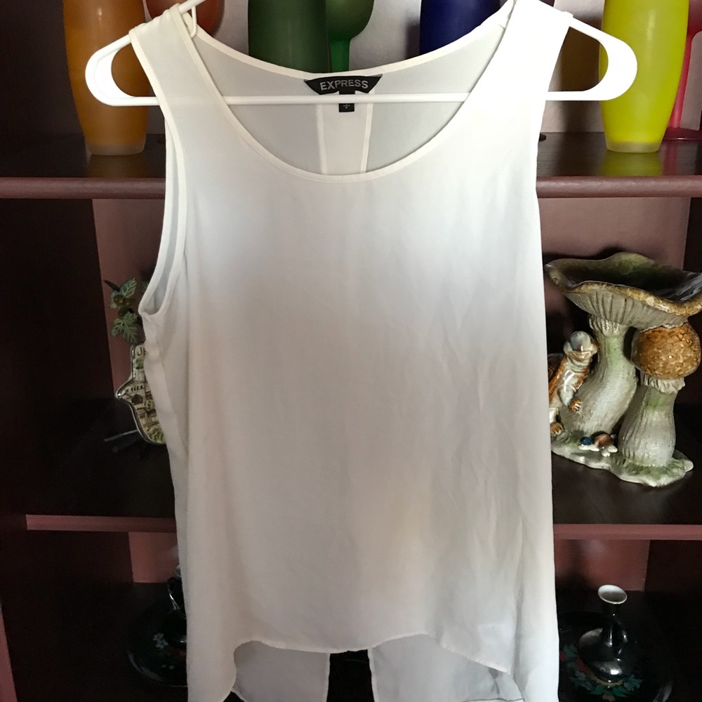 Express white tank with open back